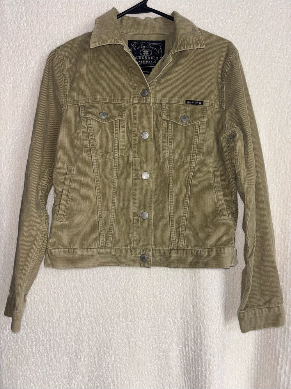 Lucky Brand Olive-Green Corduroy Trucker Jacket - Women